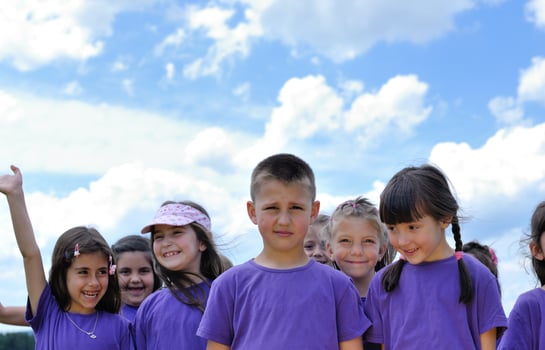 happy kids group  have fun in nature photo