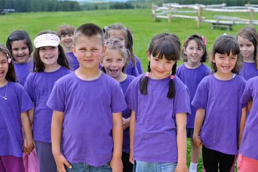 happy kids group  have fun in nature photo