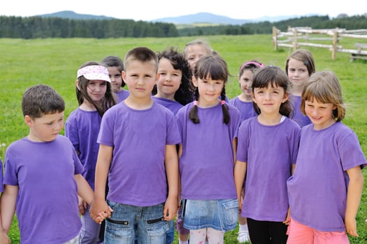 happy kids group  have fun in nature photo