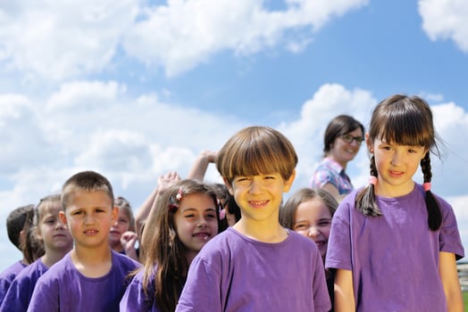 happy kids group  have fun in nature photo