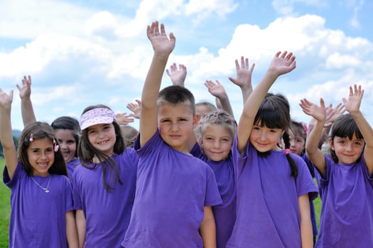 happy kids group  have fun in nature photo