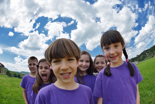 happy kids group  have fun in nature photo