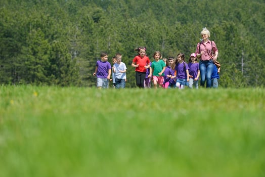 happy kids group  have fun in nature photo