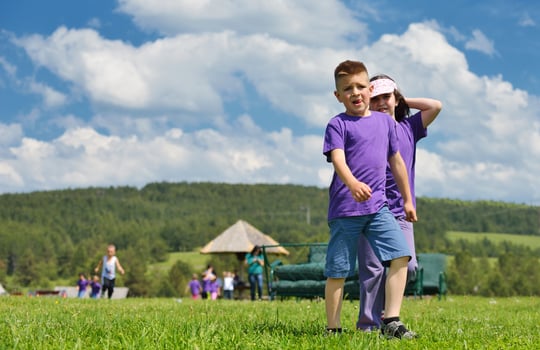 happy kids group  have fun in nature photo