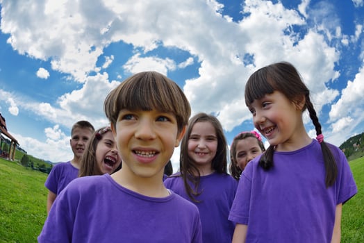 happy kids group  have fun in nature photo