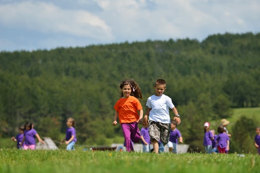 happy kids group  have fun in nature photo