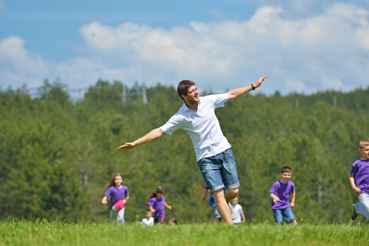 happy kids group  have fun in nature photo