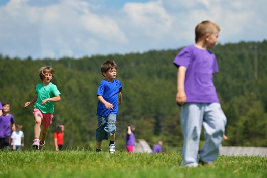 happy kids group  have fun in nature photo