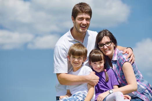 happy young family have fun outdoors photo