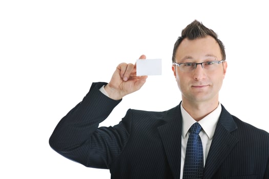 young businessman with empty business card photo