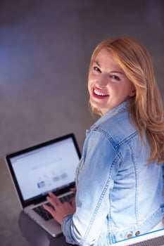 student girl with laptop computer photo