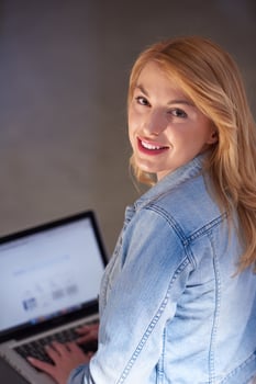 student girl with laptop computer photo