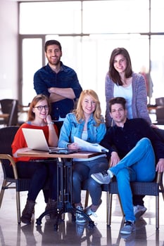 students group standing together as team photo