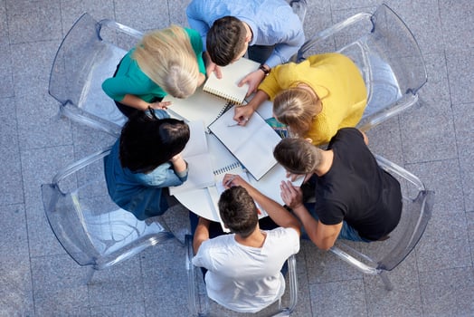 group of students  top view photo