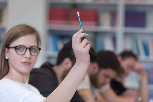 group of students  raise hands up photo