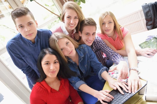 happy teens group in school photo