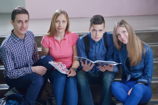happy teens group in school photo