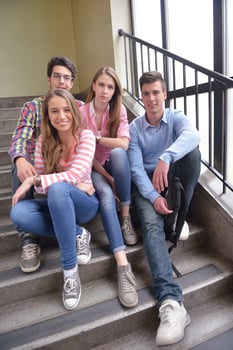 happy teens group in school photo