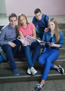 happy teens group in school photo