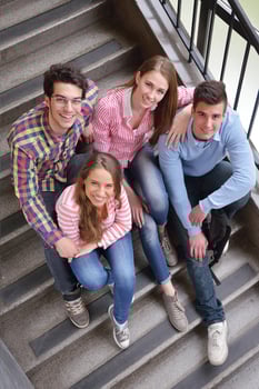 happy teens group in school photo