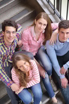happy teens group in school photo