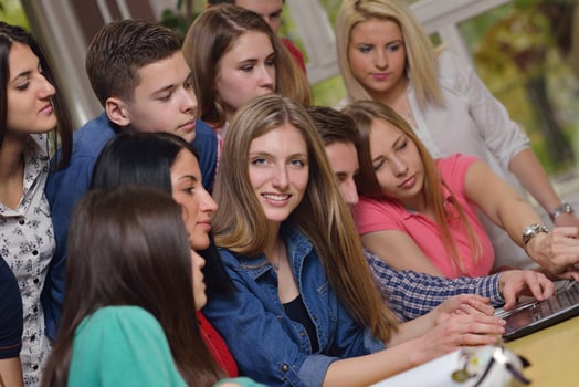 happy teens group in school photo
