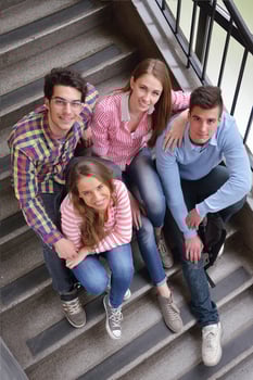 happy teens group in school photo