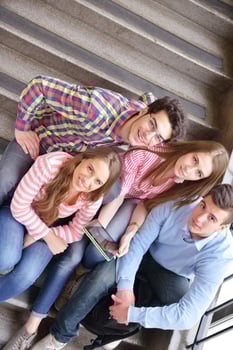 happy teens group in school photo