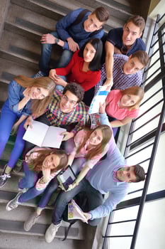 happy teens group in school photo