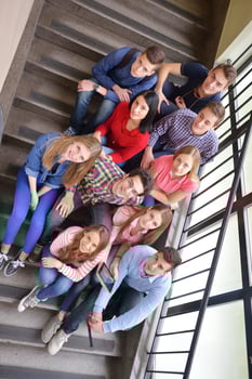 happy teens group in school photo