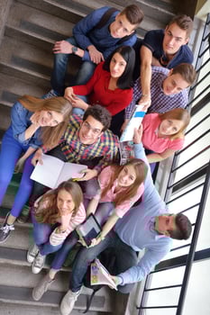 happy teens group in school photo