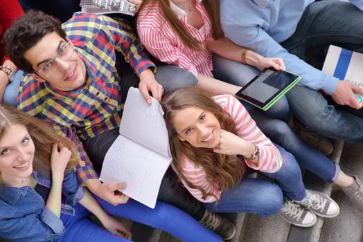 happy teens group in school photo