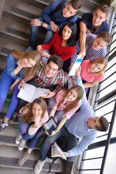 happy teens group in school photo