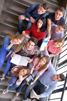 happy teens group in school photo