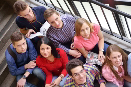 happy teens group in school photo