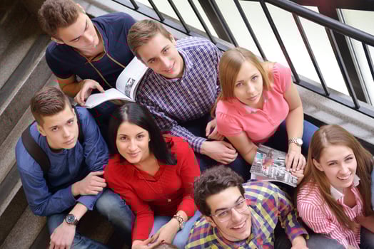 happy teens group in school photo