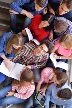 happy teens group in school photo