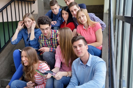 happy teens group in school photo