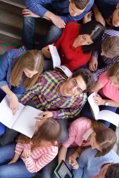 happy teens group in school photo