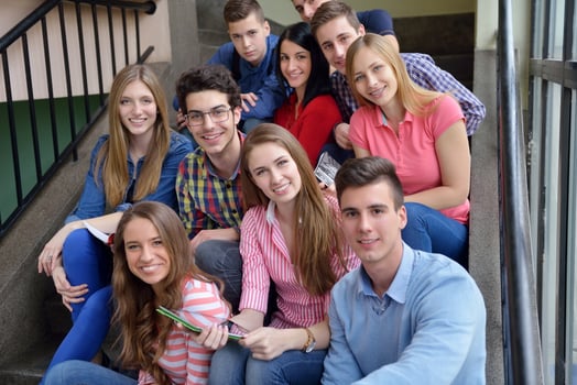 happy teens group in school photo