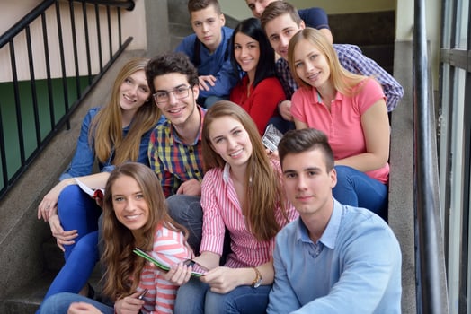 happy teens group in school photo