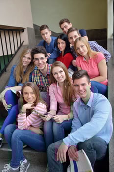 happy teens group in school photo