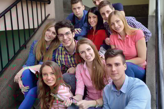 happy teens group in school photo
