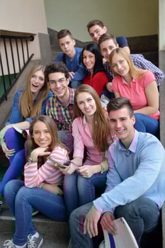 happy teens group in school photo