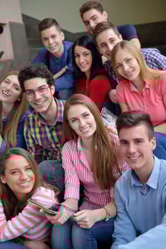 happy teens group in school photo