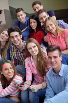 happy teens group in school photo