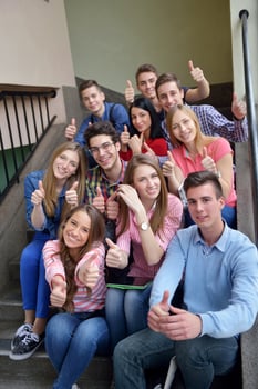 happy teens group in school photo