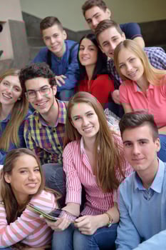 happy teens group in school photo