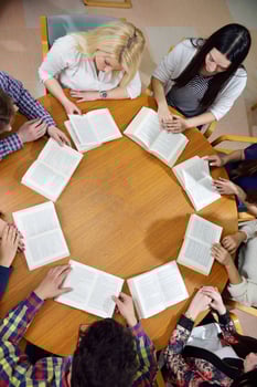 happy teens group in school photo