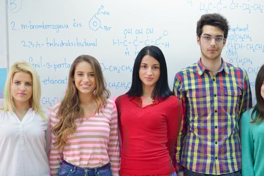 happy teens group in school photo